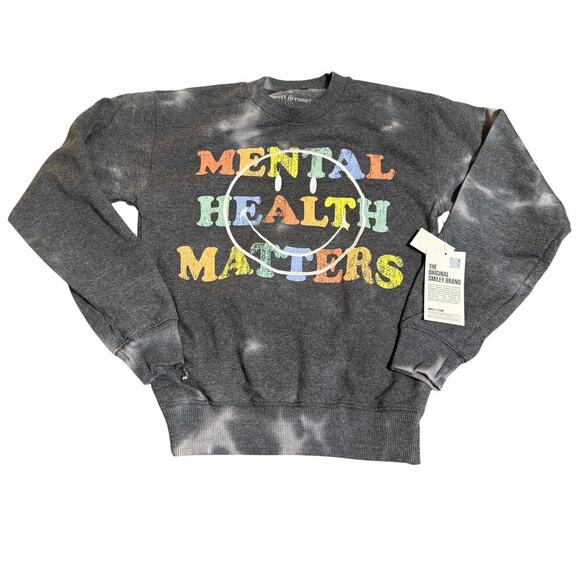NWT desert dreamer x Smiley Embroidered Mental Health Matters Sweatshirt Tie Tye - Picture 1 of 7